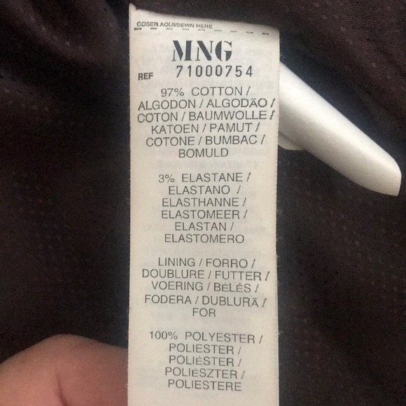 Mango Dark Brown Double Breasted Cotton Pea Coat Size Small - Picture 7 of 9